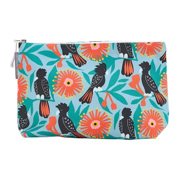Cosmetic Bag | Black Cockatoos | Cotton | Large